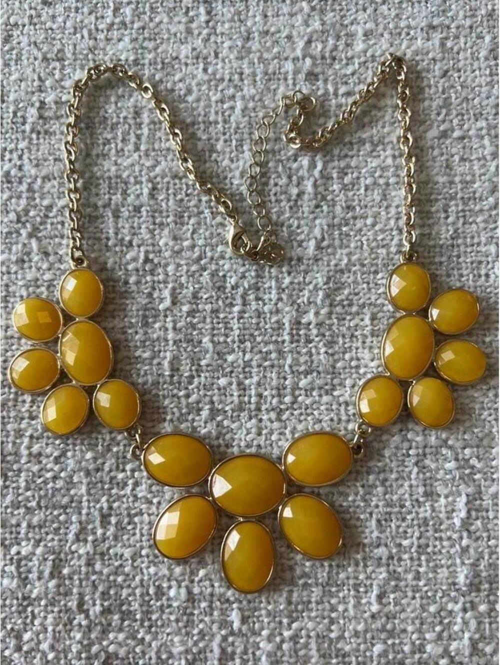 Yellow & Gold Tone Resin Statement Necklace